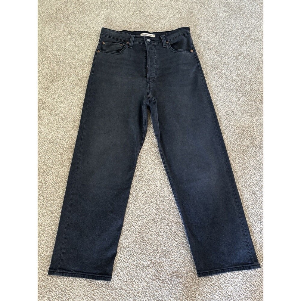 Levi's Ribcage Straight Ankle Jeans Women's Sz 30 Washed Black